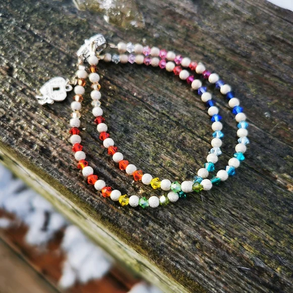 Rainbow Crystal Double Strand Bracelet - Picture 9 of 15